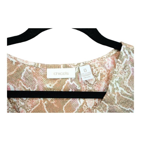 CHICO'S‎ Women's Thin Light Polyester Tank Top Pleat Front Snakeskin Size 0 - Picture 3 of 4